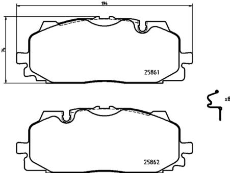 Audi Brembo Brake Set - Pads Front (Low-Met) 8W0698151N - Brembo P85165